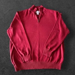 Sun River Red 1/4 Zip Pullover Sweater - XL